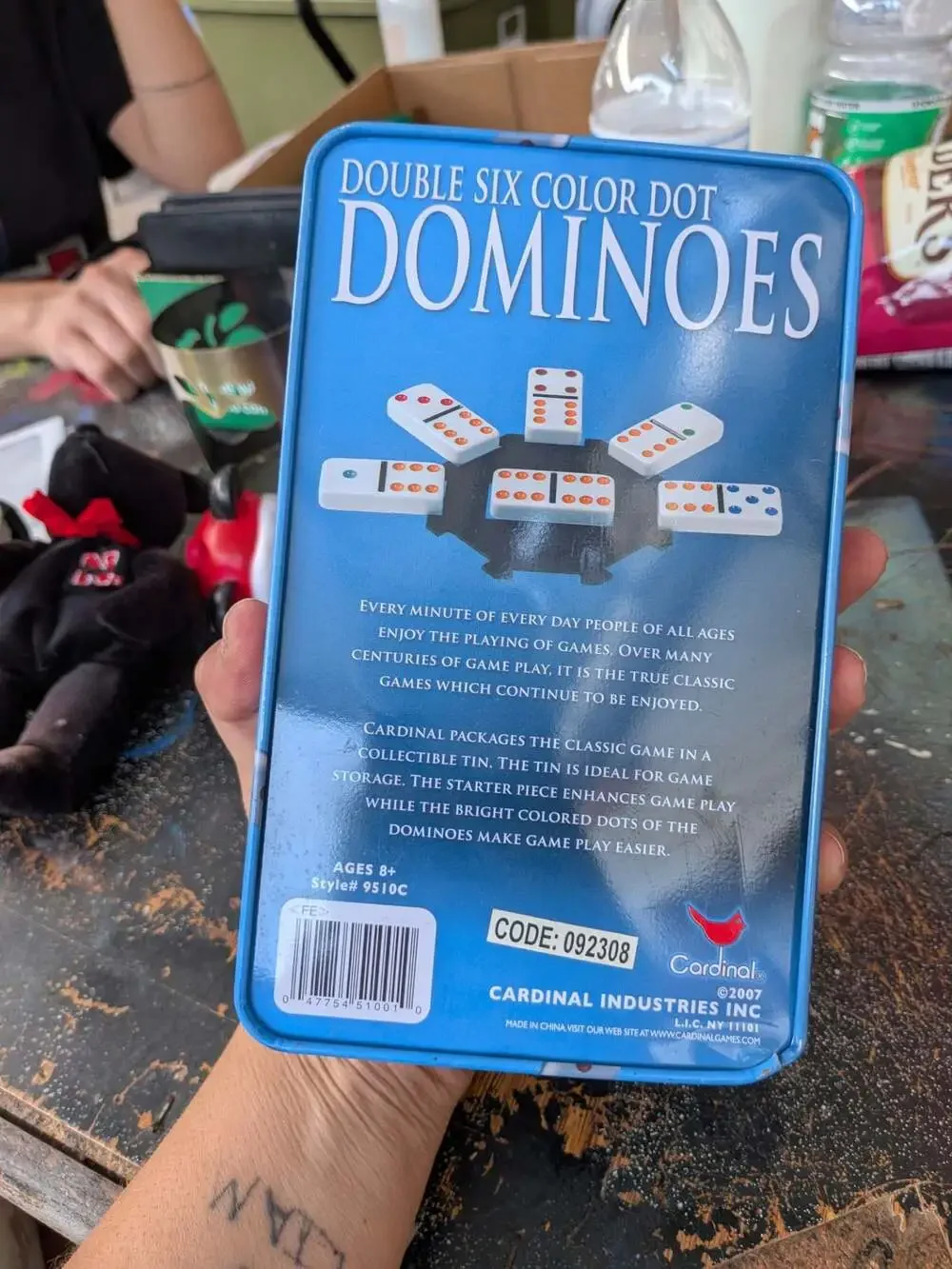 Cardinal Industries Double Six Color Dot Dominoes Set with Blue Box